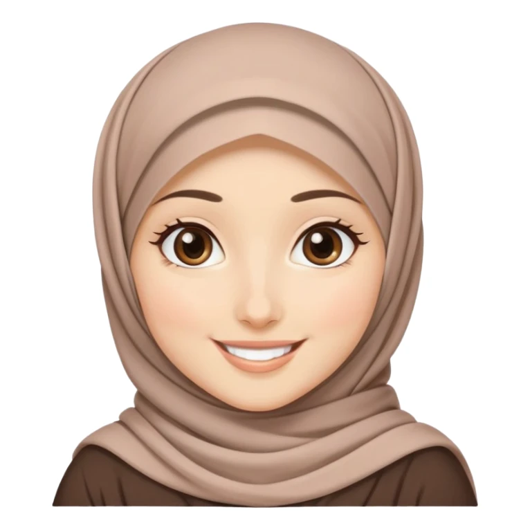 cute hijabi with white skin, brown eyes, flowy hijab sticker