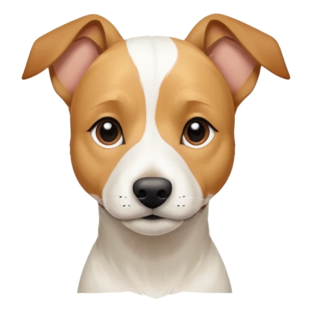 a full body facing front on of a buff white parson russell terrier looking dog the size of a kelpie with light brown long ears resting on its face and a light brown patch above one eye and a large snout. the rest of the dog is completely white.  sticker
