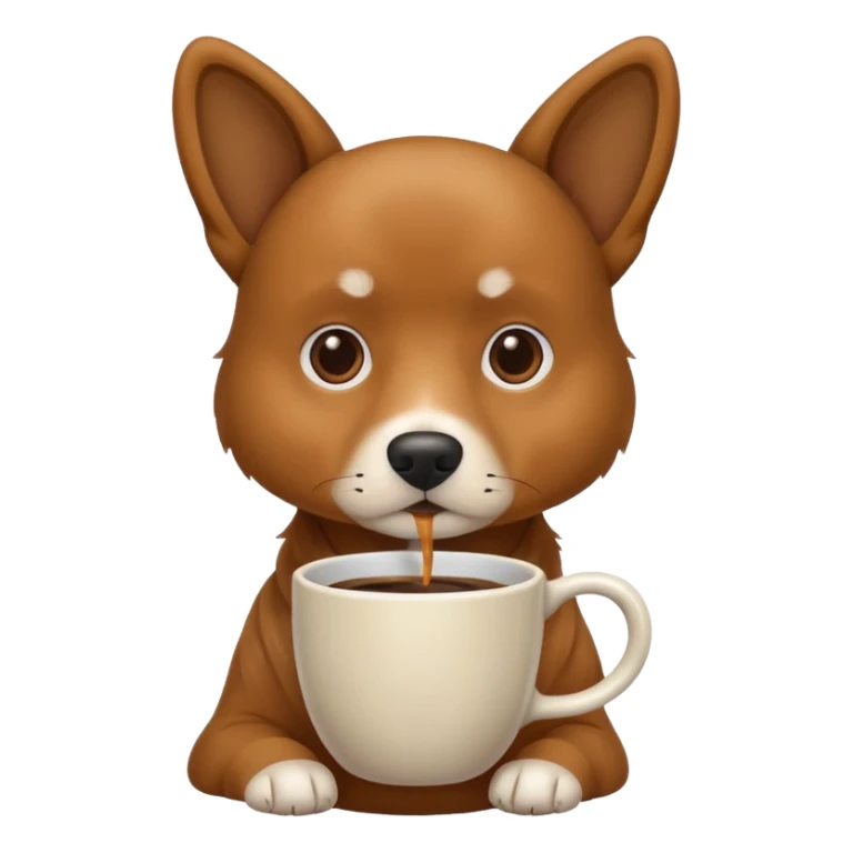 Dog with a cup of coffee sticker