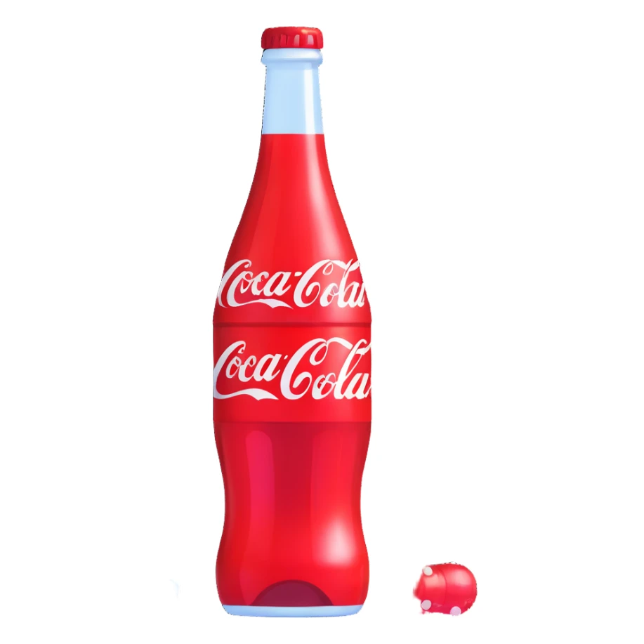 glass bottle of Coca Cola with fizzy bubbles sticker