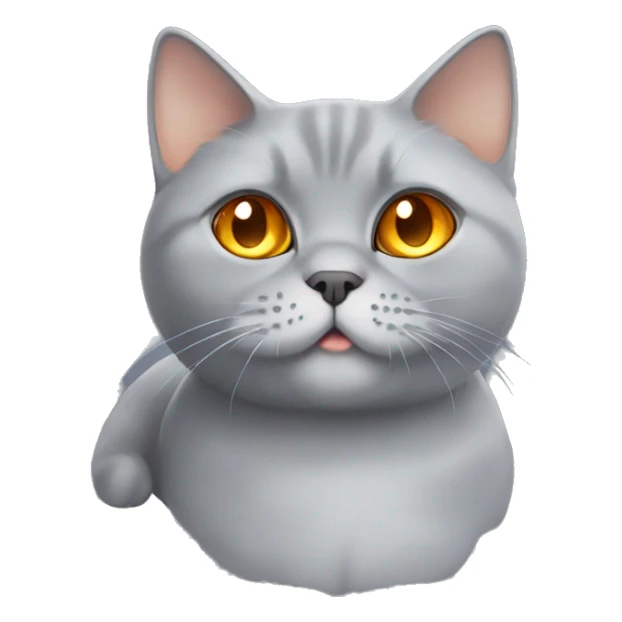 Grey British shorthair cat with big orange eyes looking adorable sticker