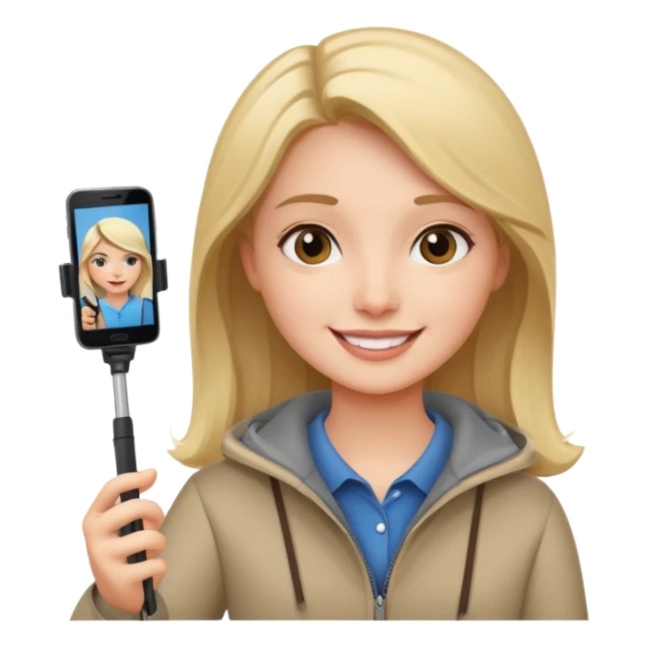 girl with phone selfie stick sticker
