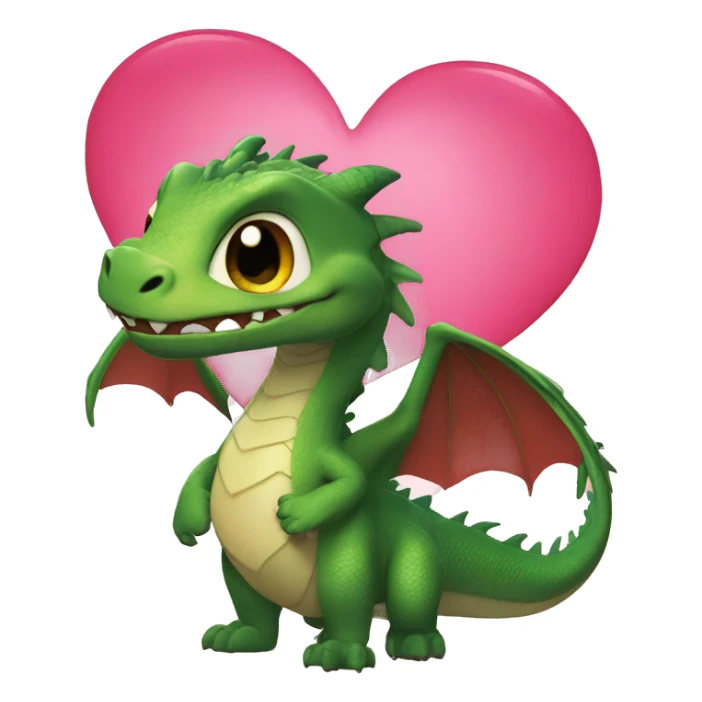 The dragon from "How to Train a Dragon" holds a big heart sticker