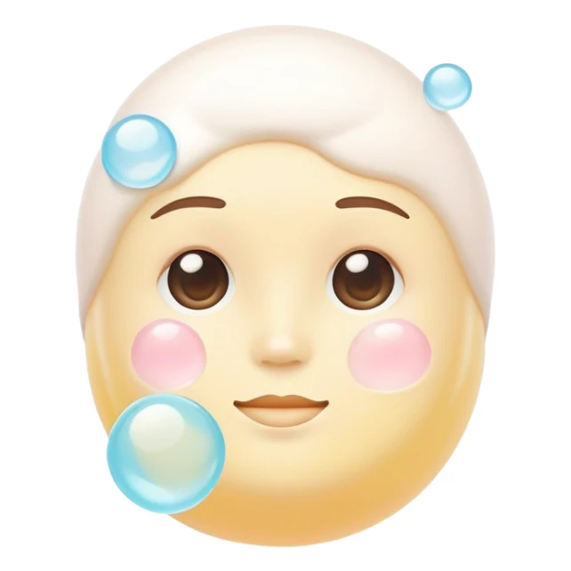 Foaming facial cleanser, minimalist, rounded, soft pastel colors, with foam bubbles sticker