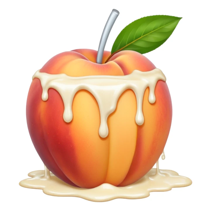 There is a lot of milk on the cut peaches. sticker