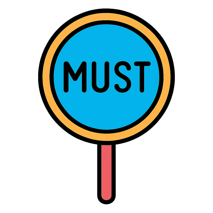 the road sign with the word must sticker