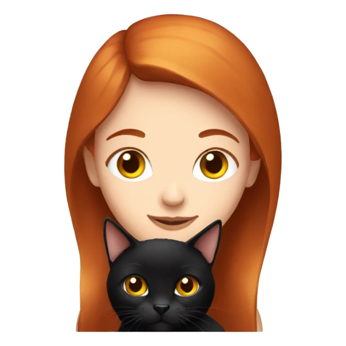 red haired girl with her black cat sticker