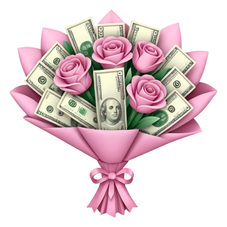 big pretty pink bouquet made of money sticker