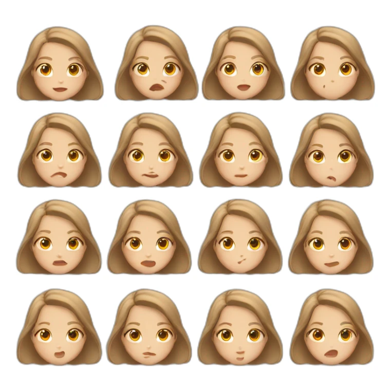 white girl, light brown hair, some expressions sticker