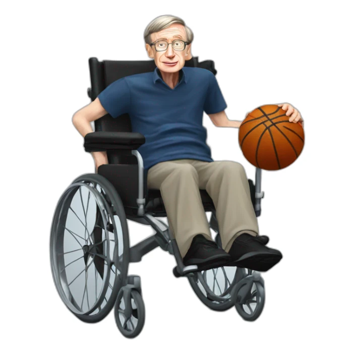 stephen hawking in wheelchair slam dunking basketball sticker