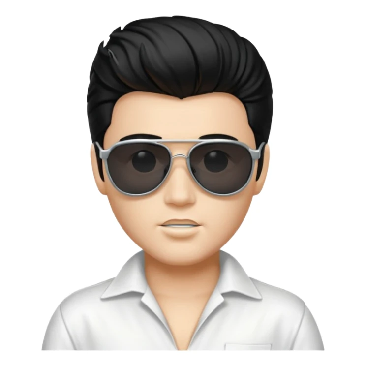 A boy with an Elvis Presley mask with sunglasses (with total black lenses)dressed as Elvis Presley (white dress) sticker