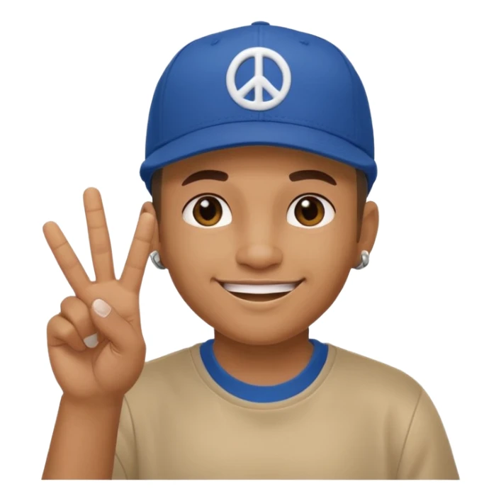 Hiphopper with baseball cap doing a peace sign with his fingers sticker