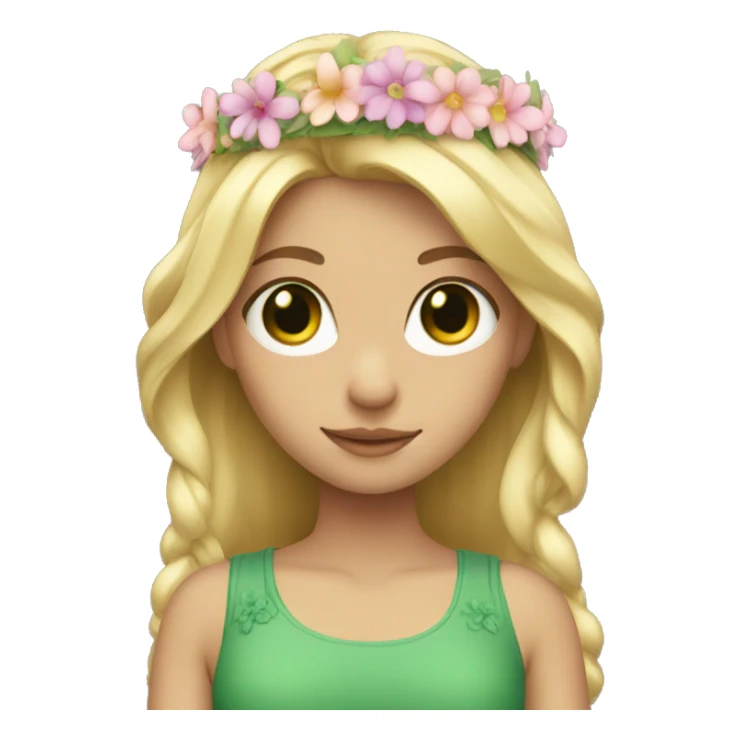 Blonde girl with green eyes and a flower crown sticker