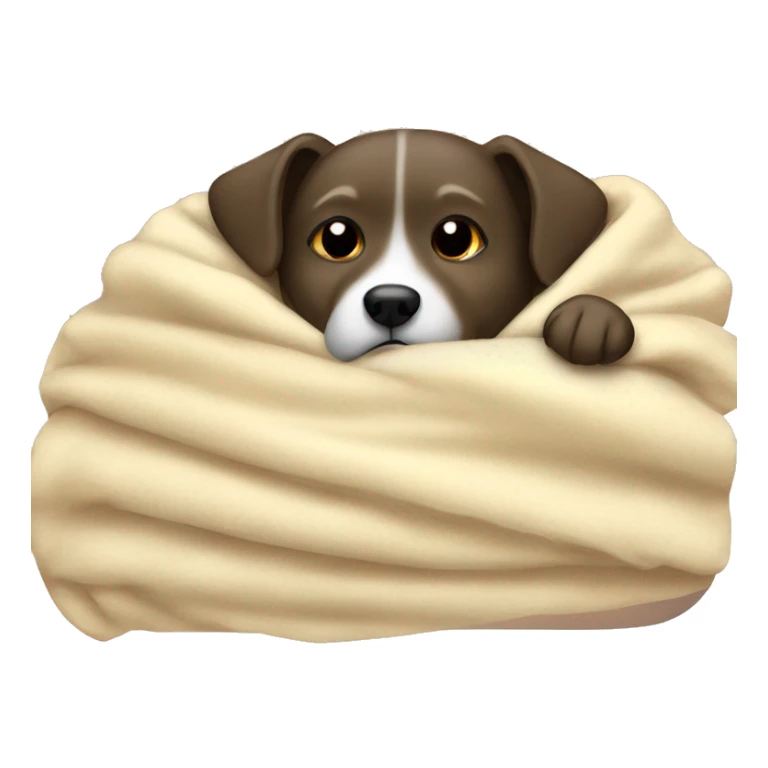 Dog sleeping in blanket cozy sticker