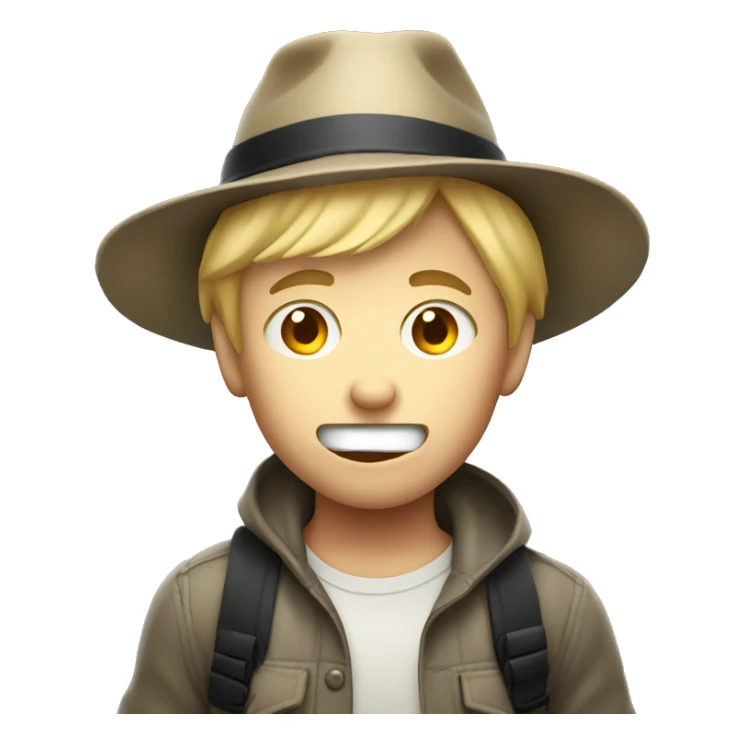 blond boy with hat scared Flashlight in hand spooky halloween sticker