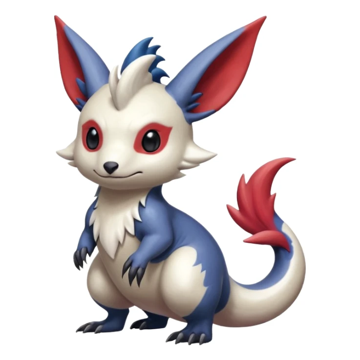 Scaly cute colorful exotic realistic painted smooth glossy Zangoose-Salandit-Minccino-Absol-fusion sticker