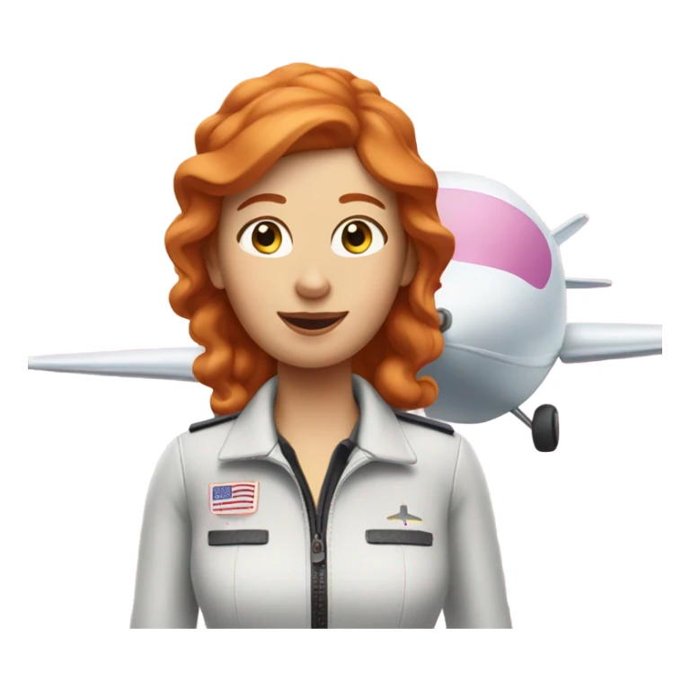ginger woman flying pink airplane  sticker