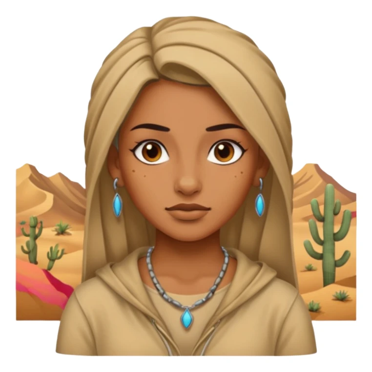 desert woman with piercings just face  sticker