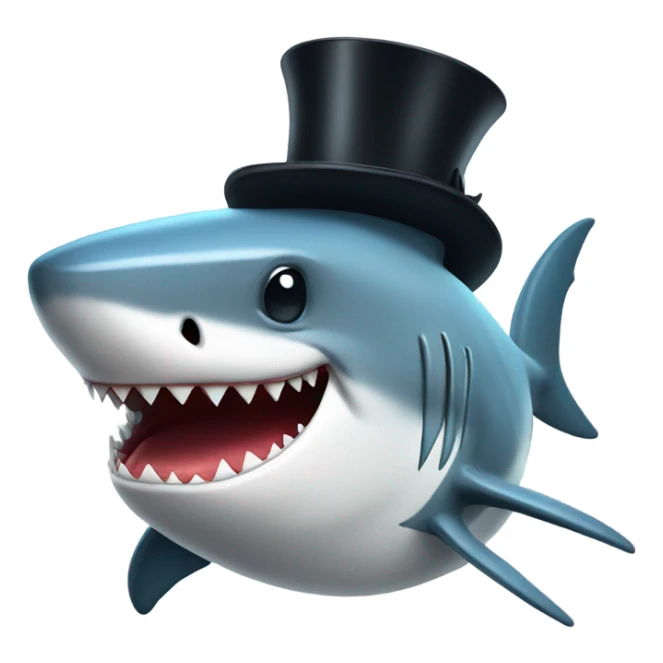 Shark with a top hat sticker