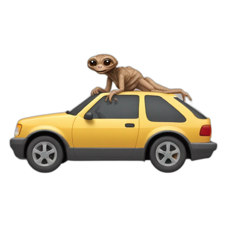 E.T qui conduit une voiture sticker