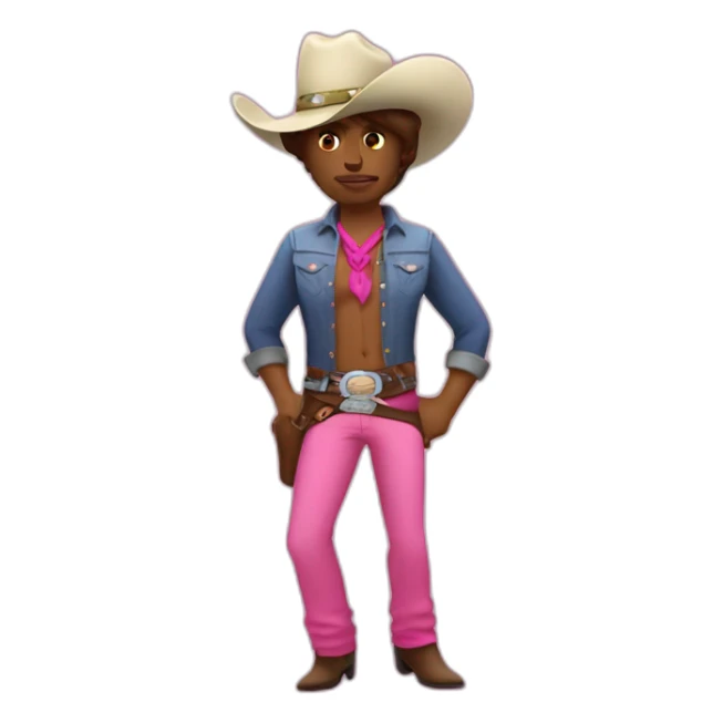 gay cowboy with fluffy pink cowboy hat and line dancing sticker