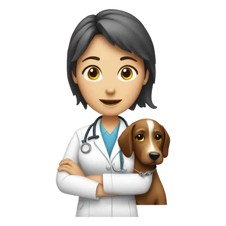 Female veterinarian with dog sticker