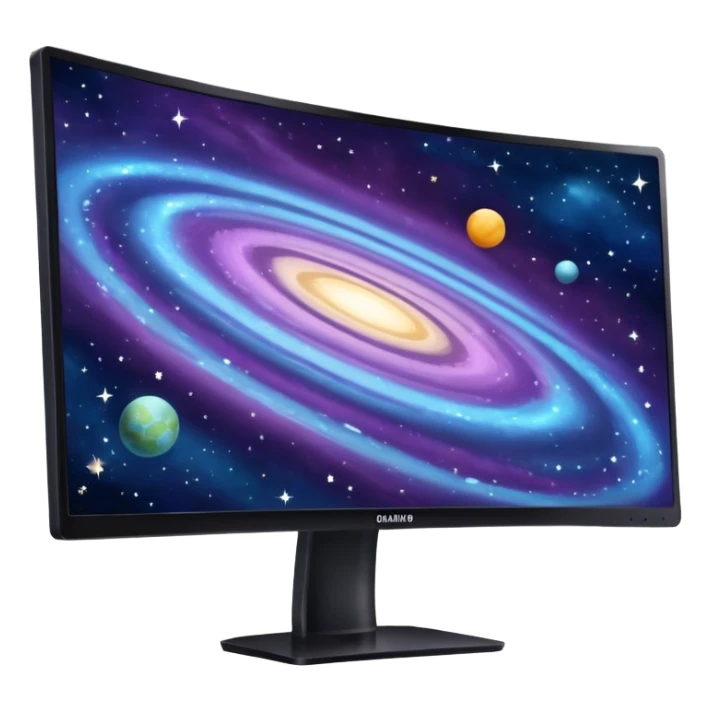 Create a curved monitor with galaxy on the screen sticker