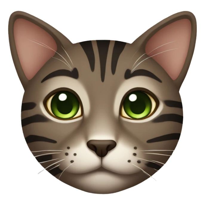dark brown cat with dark brown stripes and green eyes sticker