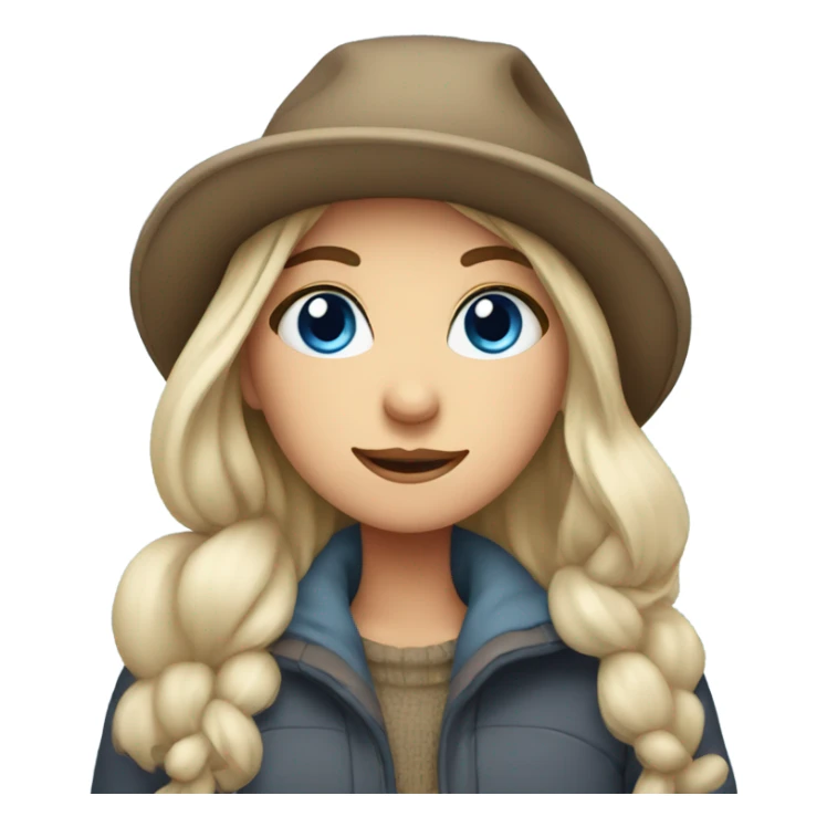 winter girl in a hat with blue eyes  sticker