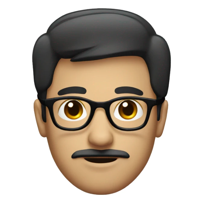 dark hair dark eye man with short mustache wearing glasses sticker