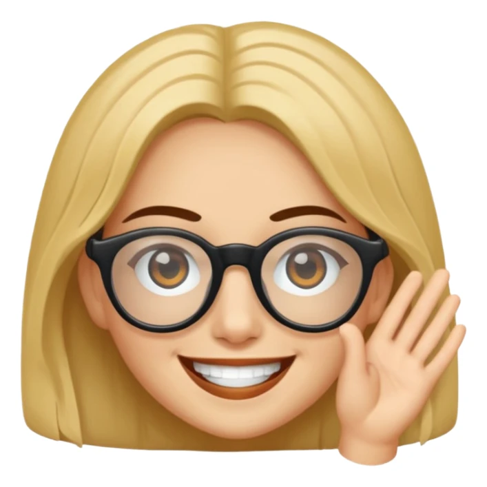 Cara sonriente guiñando el ojo, con la mano derecha lenta un poco los lentes de solo para que se vea como está guiñando el ojo sticker