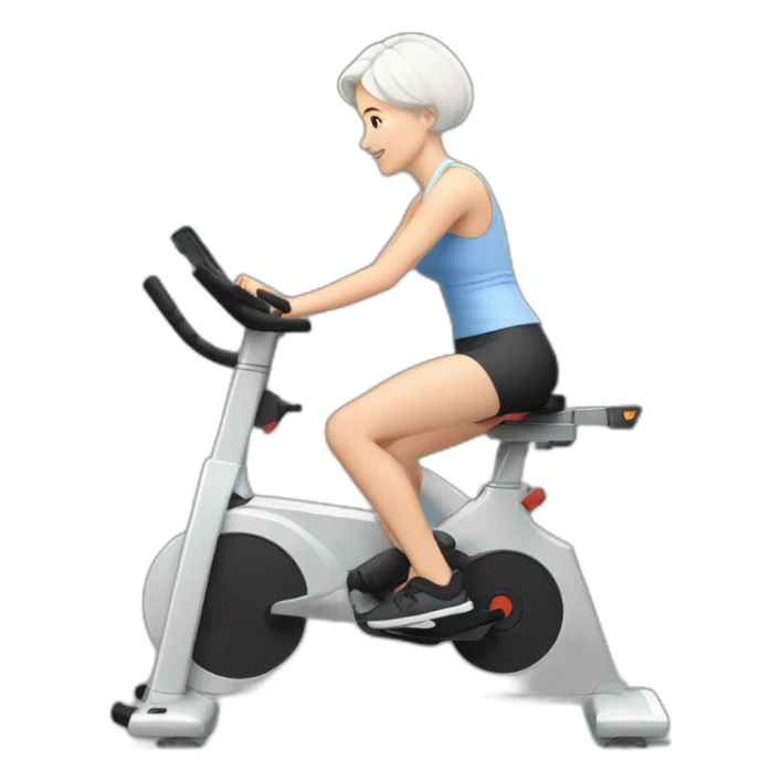 realistic exercise bike and one girl with short white hair sticker
