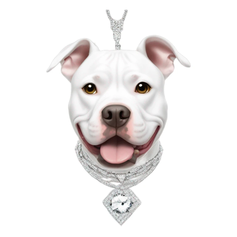 white pitbull with bling necklace and earrings sticker