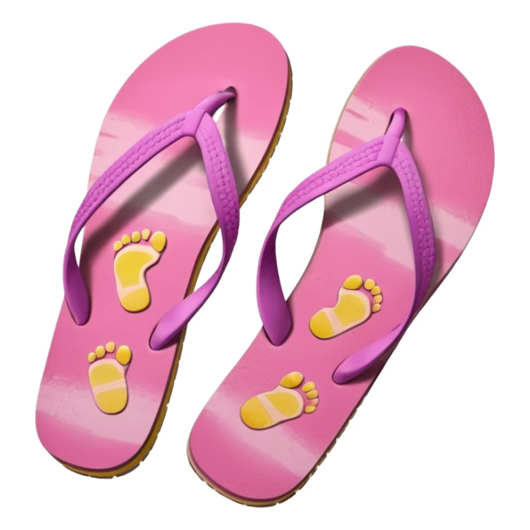 female pink wornout flip flips with footprint on insoles sticker