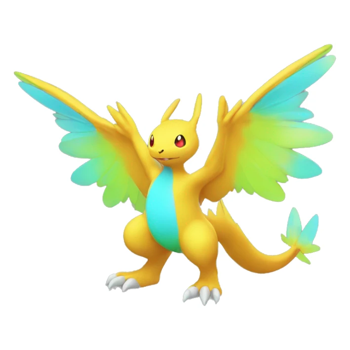 Colorful Neon Colors Flying Fakémon-Pokémon-Creature Full Body sticker