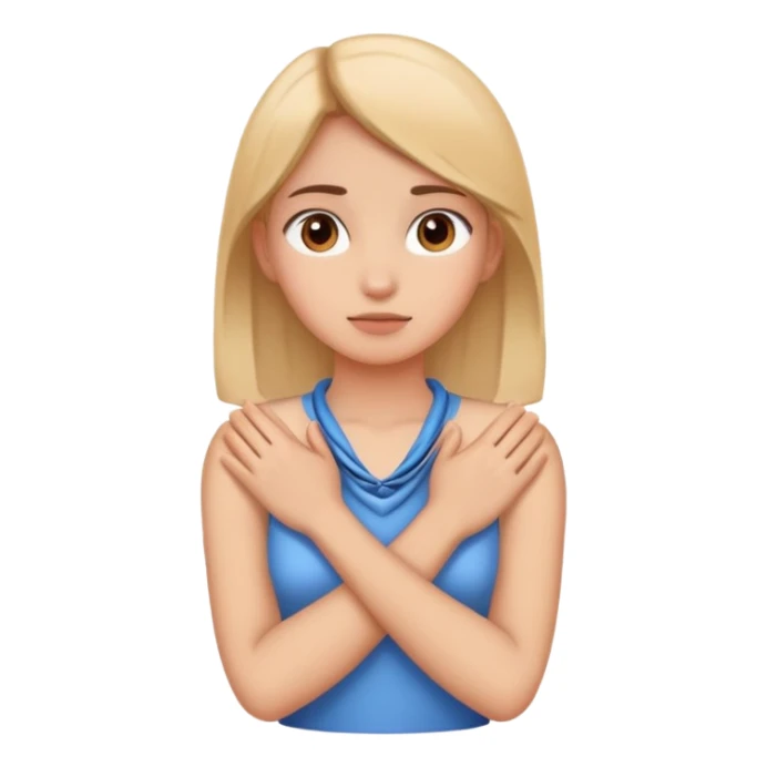 girl putting hands crossed over the neck sticker