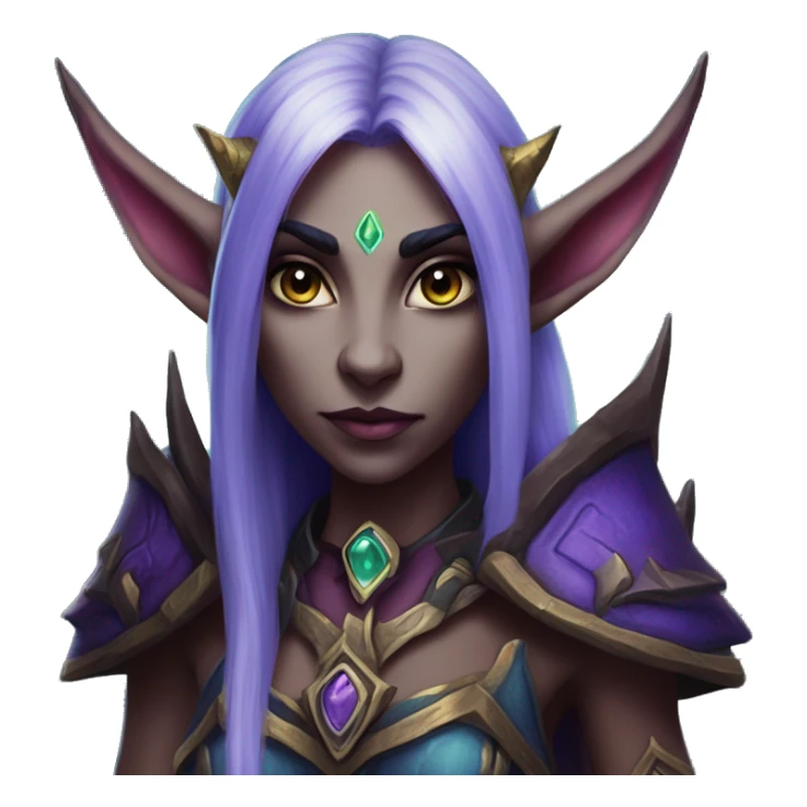 Night Elf Pokémon in Warcraft style, oil paint, mysterious eyes, intricate lips, masterpiece portrait, beautiful, desirable, logical sticker