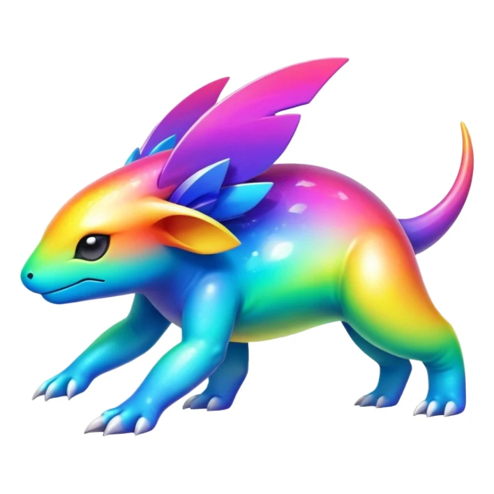  exotic tropical iridescent colorful nebula rainbow gradients cyber-Protogen-Fakémon-Pokémon-Vernid-creature sticker