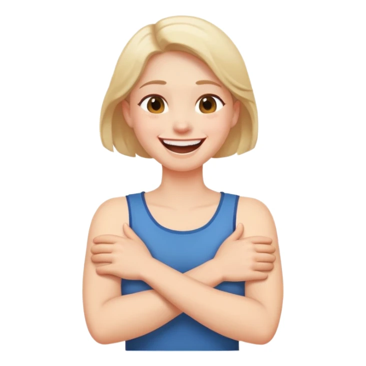 arm crossed neck holding laughing  sticker