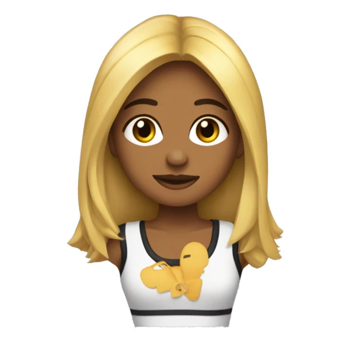 Chica morocha con pelo largo de mechas rubias y negras  sticker