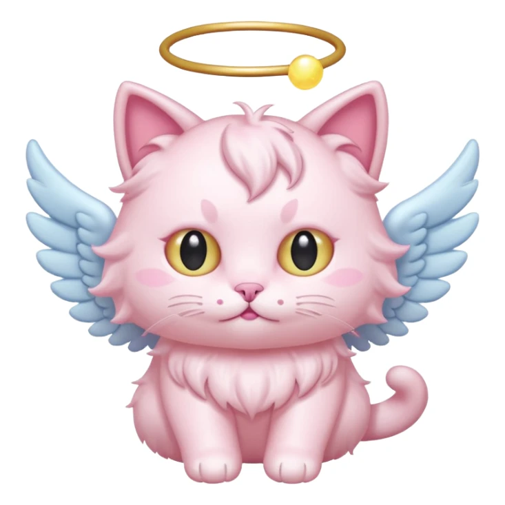 pastel pink spam angel cat with five glowing eyes sticker