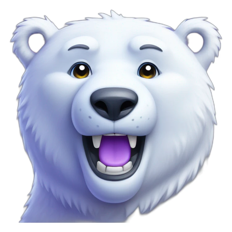 blue and purple polar bear with pearly white smile sticker