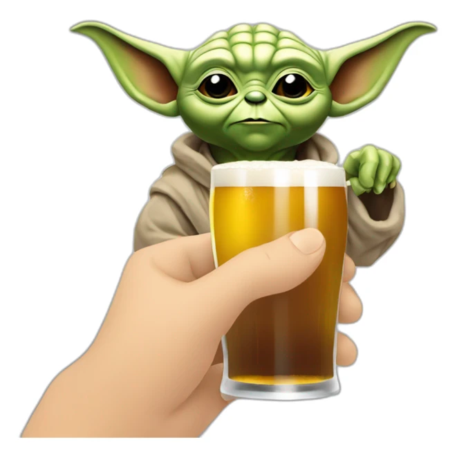yoda bourée tenant dans sa mains de la biere sticker