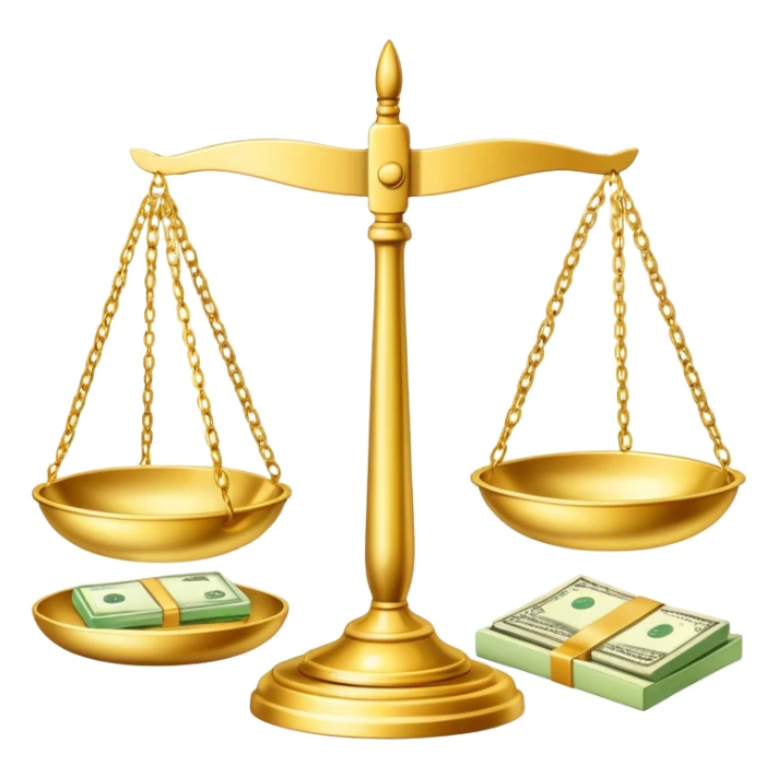 gold scale with dollars on one side and beauty products on the other sticker