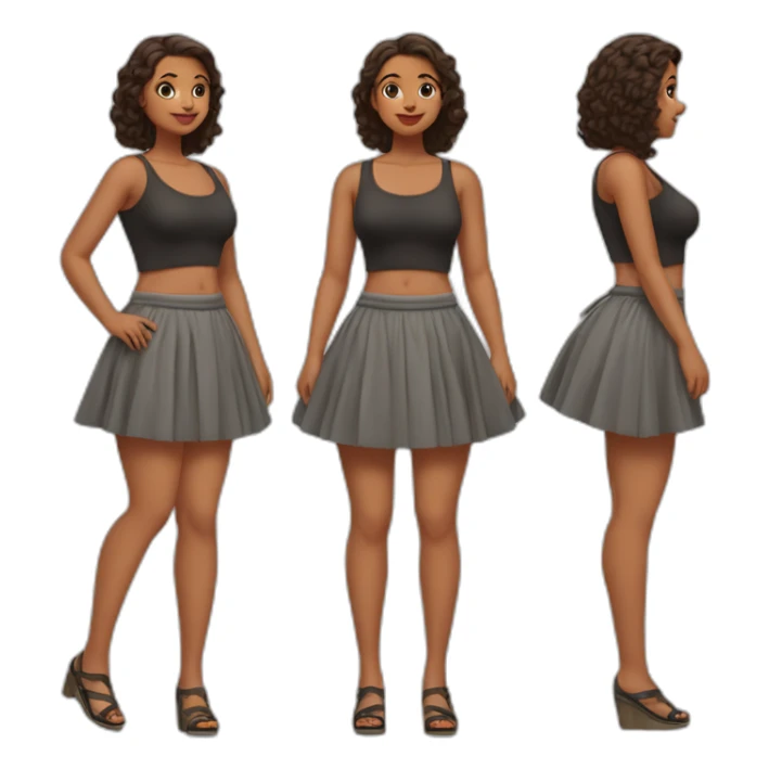 full-body-curvy-beauty-in-a-short-wide-skirt-as-three-view-drawings sticker