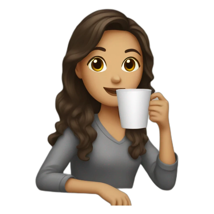 brunette girl drinking coffee sticker