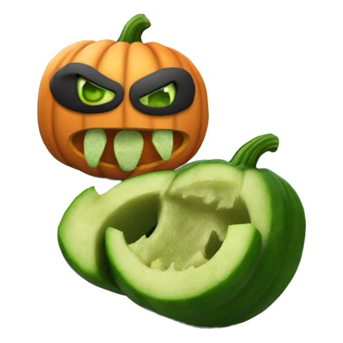 creepy halloween pumpkin eating cucumber sticker