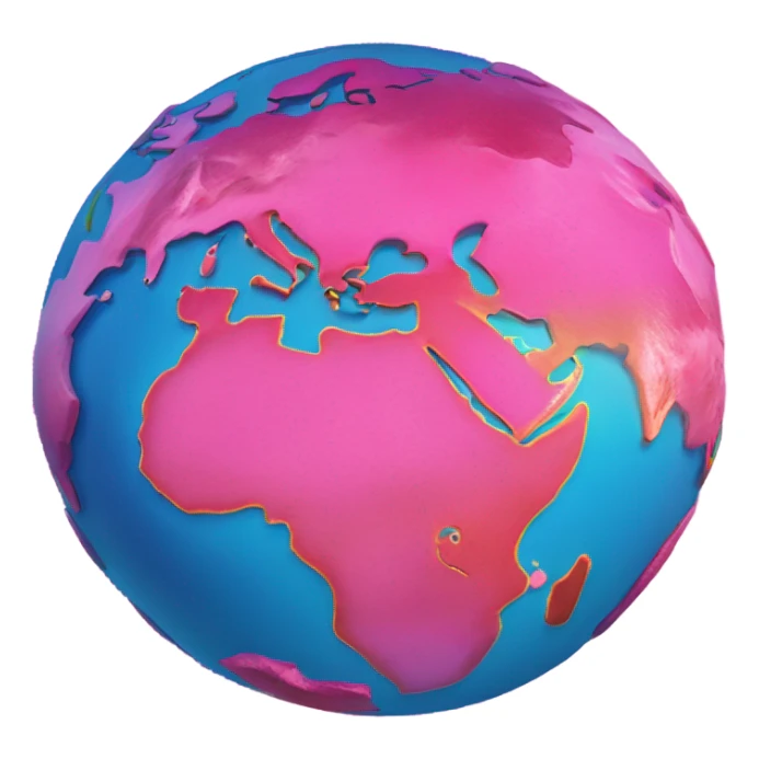 Hot pink planet earth detailed  sticker