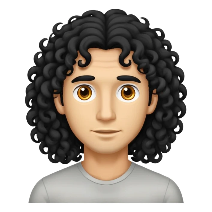 Man with long black curly hair and he has tan skin sticker