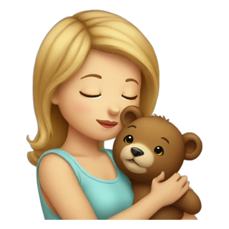 little baby female kissing little bear sticker